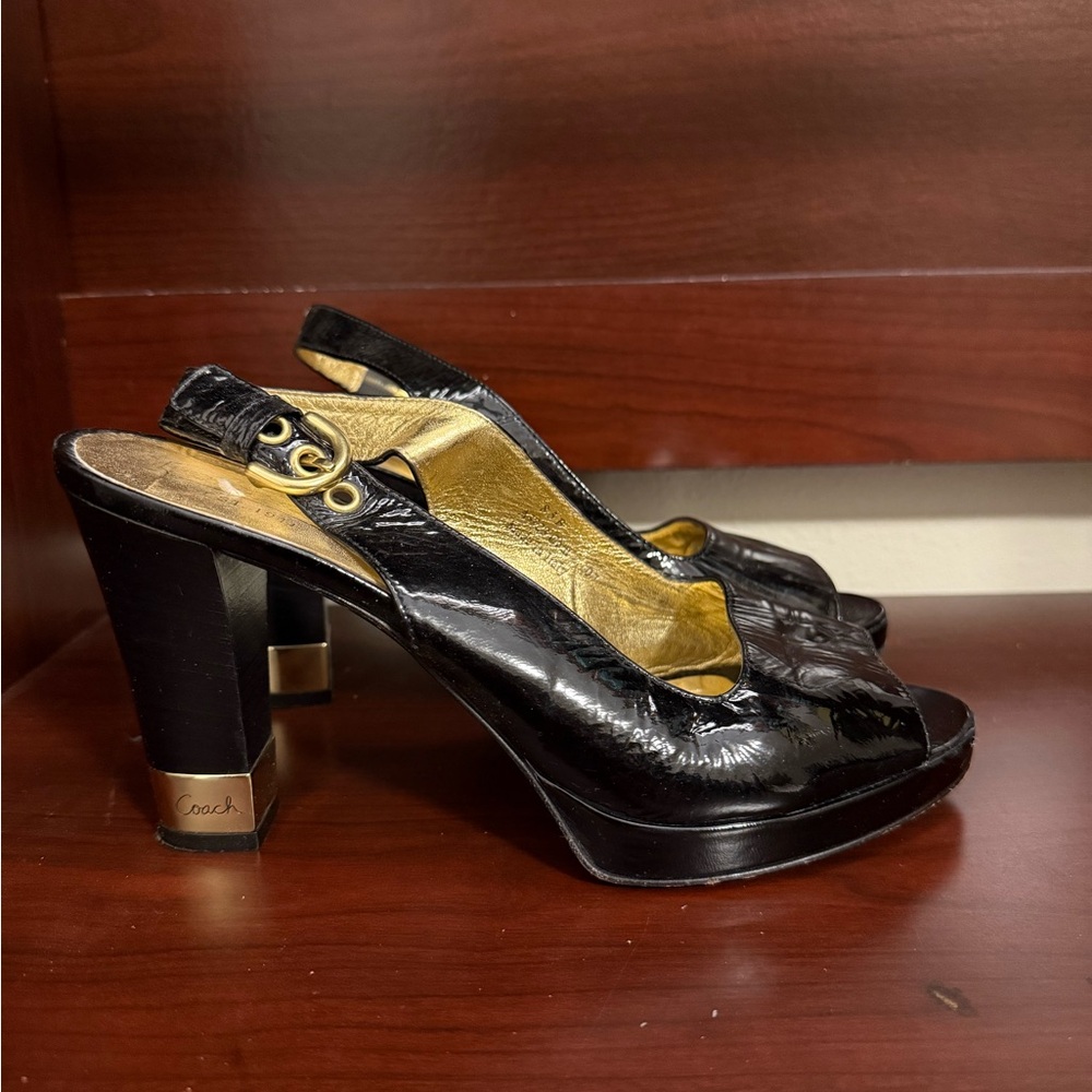 Coach Glossy Black Women's Heels